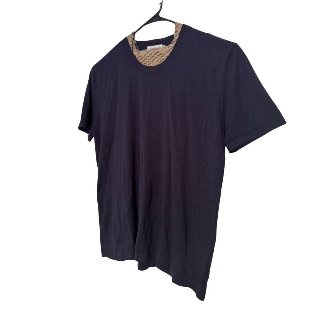 COLLARS & CO Lucca Luxury Touch Cotton Silk T-Shirt Short Sleeve Navy NWT 3XL - Picture 2 of 6
